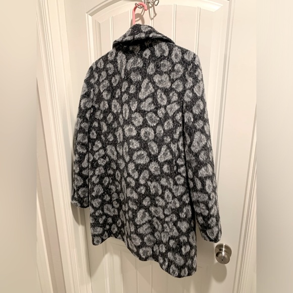 LOFT LEOPARD ANIMAL PRINT WOOL BLEND GRAY BLACK COAT JACKET WOMENS SIZE MEDIUM - Picture 8 of 9